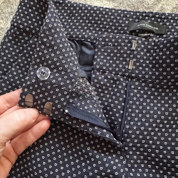 Ann Taylor Ankle Dress pants Women's Sz 2 Navy Pattern Career Office Preppy - Picture 4 of 12